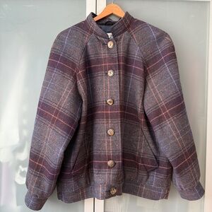 Purple Tartan Wool Cotswold Bomber Jacket